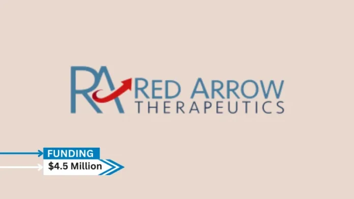 Red Arrow Therapeutics Inc., located in Massachusetts, has raised $4.5 million for a seed extension round. The following companies took part in this round: OSAKA University Venture Capital Co., Ltd., Keio Innovation Initiative, Inc., The University of Tokyo Edge Capital Partners Co., Ltd., and Beyond Next Ventures Inc.