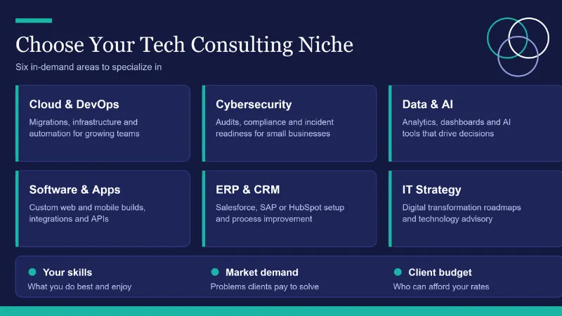 Six tech consulting niches and how to choose one.