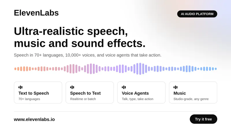 ElevenLabs: ultra-realistic AI speech, music and sound effects.
