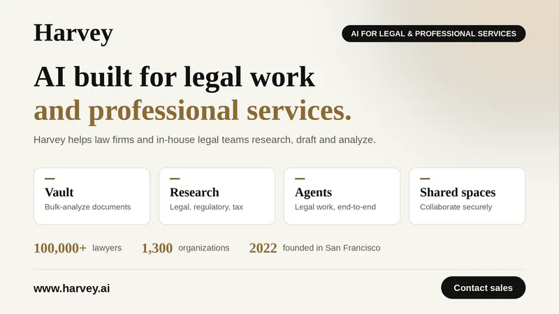 Harvey: AI built for legal work and professional services.