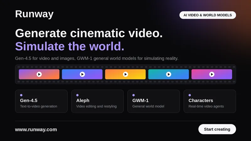 Runway: generate cinematic video and simulate the world with AI